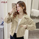 伊薇衣燈芯絨短外套女2026春秋新款小個(gè)子洋氣減齡顯瘦百搭長(cháng)袖夾克上衣 卡其色 L 110-120斤