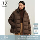 玖姿·安娜蔻【仙·羽絨】連帽白鵝絨保暖短款羽絨服女冬款 棕色 XL