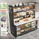 帥仕廚房置物架落地巖板餐邊櫥柜收納柜碗柜儲物柜子微波爐架用具大全 巖板【亞克力門(mén)】灰6層長(cháng)120深42套裝丨超強承重