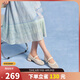 奧康（Aokang）女鞋2025夏季時尚平底淺口單鞋鏤空漁網(wǎng)軟底編織網(wǎng)鞋涼鞋米色35碼
