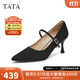 他她（TATA）法式尖頭高跟鞋女鞋復古單鞋瑪麗珍鞋2025春新款XCM05AQ5 黑色 35