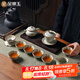 金鑲玉功夫茶具套裝 仿宋汝窯陶瓷開(kāi)片貼金送禮盒商務(wù)汝窯鶯歌燕舞套裝