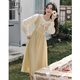 儀纖森系甜美假兩件連衣裙女2025秋冬新款學(xué)院風(fēng)長(cháng)袖蛋糕裙子女3623 黃色 M