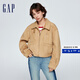 Gap【成毅代言】女裝春秋高領(lǐng)復(fù)古機車夾克美式翻領(lǐng)外套429388 淺棕色 165/84A(M)亞洲尺碼