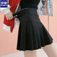 羅蒙黑色百褶裙秋款新秋冬設計感字母收腹彈力高腰半身裙a字短裙 黑色(適中款) M 96-108斤