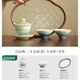 花桓結晶釉三才蓋碗一壺兩杯陶瓷泡茶器功夫茶具套裝家用茶碗茶杯茶盤(pán) 結晶釉·三才蓋碗(藍)-小套組+茶盤(pán)