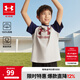 安德瑪（Under Armour）男童純棉T恤夏兒童舒適短袖男大童復古字母印花上衣夏裝241101019 卡其 150 （偏小一碼）