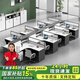 美軒戈現(xiàn)代簡約板式職員辦公桌椅組合電腦桌屏風(fēng)工作位卡座財務(wù)桌 干字八人位 帶椅子
