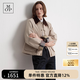 Marc O'Polo/MOP 【商場同款】秋季新款撞色格紋袖翻領(lǐng)風(fēng)衣夾克女士外套短款 卡其721 XS