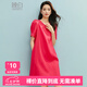 晚白【斷碼清倉】夏款寬松氣質(zhì)裙子直筒萊賽爾亞麻減齡連衣裙 玫紅色 S
