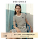 迪賽尼斯（DESIGNICE）2024年夏季新款通勤風(fēng)氣質(zhì)條紋開(kāi)叉長(cháng)裙圓領(lǐng)短袖連衣裙 條紋 M