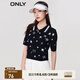 ONLY秋季學(xué)院風(fēng)滿(mǎn)印POLO領(lǐng)短款短袖針織衫女|123224032 E39 夜空NIGHT SKY XS (155) 76A