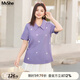MsShe【減齡刺繡polo衫正肩短袖T恤】大碼女裝2025夏裝胖mm巨顯瘦 帆船刺繡-桔梗紫色現(xiàn)貨 3XL