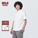 無(wú)印良品（MUJI） 男式 棉水洗牛津 紐扣領(lǐng)短袖襯衫 男士襯衣外套ACC60C4S 白色 M (170/92A)