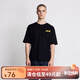 AKSERIESAK男裝夏復古和平涂鴉秋千大印花落肩款全棉圓領(lǐng)短袖T恤男2100814 黑色 XL