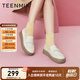 天美意鞋子女鞋樂(lè)福鞋柔軟牛皮簡(jiǎn)約風(fēng)單鞋春秋款A(yù)G001CA3 米杏 37