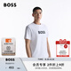BOSS博斯【防曬T恤】男士夏季徽標印花常規(guī)版型棉質平紋針織短袖T恤 100-白色 L