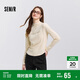 森馬（Semir）長(zhǎng)袖t恤女半高領(lǐng)字母修身軟糯上衣春刺繡套頭衫107124101002