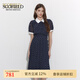 SCOFIELD優(yōu)雅氣質(zhì)復(fù)古波點(diǎn)印花百褶中長連衣裙女裝夏季新款 藏青色（爆款加單） L 170