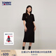 TOMMY JEANS【透氣舒適】夏女珠地棉氣質(zhì)收腰顯瘦V領(lǐng)寬松長連衣裙17725 黑色BDS S （推薦：95-110斤）