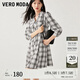 VEROMODA連衣裙秋冬新款七分袖格紋收腰A字裙短裙33SZ005 本白色-S85 165/84A/M