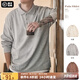 馬登工裝美式復古純色polo領(lǐng)長(cháng)袖T恤男通勤百搭上衣秋季男士休閑衛衣 灰色 L