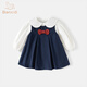 班喜迪女童連衣裙春裝2026新款洋氣兒童背帶裙子春秋裝寶寶學(xué)院風(fēng)公主裙 藍色 90