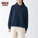 無印良品（MUJI） 女式 緊密編織毛圈 套頭衛(wèi)衣 休閑百搭 純色連帽設(shè)計 BBQ09A3S 藏青色 M 160/84A