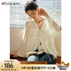 Olrain歐芮兒2025夏季新款氣質(zhì)V領(lǐng)綁帶設(shè)計飄逸靈動仙氣雪紡衫 米杏色 M
