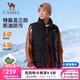 駱駝運動(dòng)三防羽絨馬甲男立領(lǐng)防潑水內搭保暖背心外套 J34CR08637，幻影黑 ，中性款 L