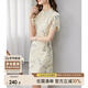 尚都比拉新中式立領(lǐng)盤扣旗袍改良版花瓣袖雪紡碎花連衣裙夏季 杏底花色 L 