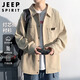 JEEP SPIRIT吉普長袖襯衫男秋季寬松百搭燈芯絨運動休閑襯衣外套男 杏色 2XL