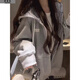 詩丹蕊oversize灰色拼接格子拉鏈外套女春秋2025新款韓系慵懶風連帽開衫 灰色（春秋）薄款 均碼 【可備注碼數(shù)】