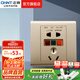 正泰（CHNT）漏電保護插座 大功率電器家用五孔插座86型暗裝開關插座面板 五孔10A漏保插座 金