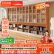法詩(shī)韻實(shí)木定制卡座書(shū)柜一體整墻客廳書(shū)架橡木滿(mǎn)墻置儲物落地玻璃展示柜 2.4米長(cháng)*2.5米高（六門(mén)書(shū)柜） ENF母嬰級環(huán)?？咕?8MM加厚橡木