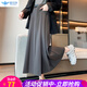 歐貝汐西裝百褶半身裙女2025秋季新款高腰百搭A字裙中長(cháng)款傘裙長(cháng)裙 灰色配腰帶 XL
