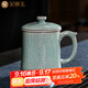 金鑲玉 陳文德老師手工制作仿宋汝窯茶杯可養開(kāi)片陶瓷辦公杯茶水分離杯 陳文德汝窯冰片蓮花四件杯升級款