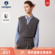 Navigare意大利小帆船V領(lǐng)針織馬甲女秋冬內(nèi)搭毛衣女休閑通勤寬松純羊毛衫 素凈灰 L