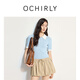 歐時(shí)力OCHIRLY 冰爽絲氧氣衫短袖針織衫女polo衫撞色2025夏季新品 冰川藍(lán) S