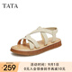 他她（TATA）復古通勤厚底涼鞋女休閑綁帶羅馬涼鞋夏新款DWFH1BL4 灰綠 37