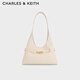 CHARLES&KEITH腰帶式搭扣簡(jiǎn)約單肩腋下包生日禮物送女友CK2-40271621 Cream奶白色 M