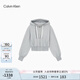 Calvin KleinJeans25秋季新款女士ck寬松抓絨提花織帶連帽開衫衛(wèi)衣47D284G P77-椰青灰 S