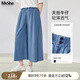 MsShe【天絲涼涼牛仔裙褲】大碼女裝2025夏季胖mm顯瘦九分闊腿褲 牛仔淺藍(lán)色現(xiàn)貨 偏大半個(gè)碼 2XL