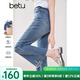 百圖betu女裝2025夏季新款牛仔褲高腰時髦氣球褲九分喇叭褲女2503T85 牛仔色 M
