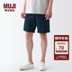 無印良品（MUJI）男式 水洗 平紋 短褲 純棉全棉 褲子 休閑褲 AED10A3S 深藏青色 S