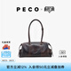 PECO989小丑保齡球包植鞣油蠟長(zhǎng)柄手拎腋下波士頓包女情人七夕禮物 中號(hào)玳瑁色頭層半樹膏小?，F(xiàn)貨