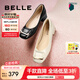 百麗（Belle）七夕禮物方扣高跟鞋女商場(chǎng)同款干練淺口單鞋Z8B1DCQ3預(yù)售 黑色 35 (225mm)