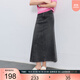 三彩2025秋季新款牛仔裙半身裙設計感A字裙長(cháng)裙女