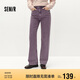 森馬（Semir）森柔牛仔|牛仔褲女抓毛寬松闊腿褲冬季女士做舊長褲103724124001A