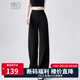 晚白【專享】時(shí)尚簡(jiǎn)約氣質(zhì)褲子百搭純色毛呢加絨休閑褲女 黑色 28